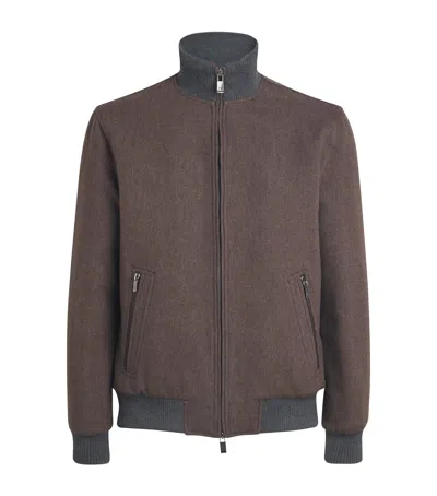 Pal Zileri Wool-blend Padded Bomber Jacket In Brown