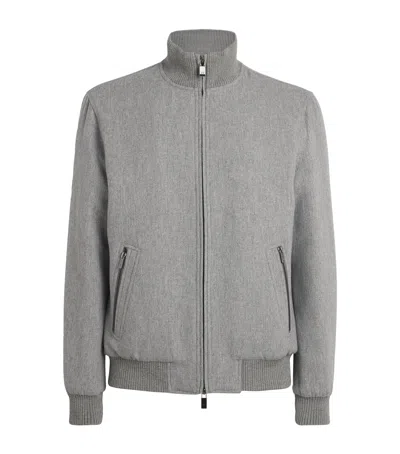 Pal Zileri Wool-blend Padded Bomber Jacket In Gray