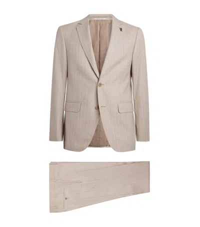 Pal Zileri Wool-cotton Pinstripe 2-piece Suit In Neutral