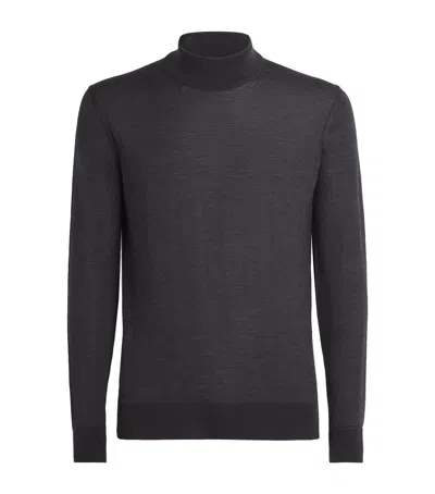 Pal Zileri Wool-silk Funnel-neck Sweater In Gray