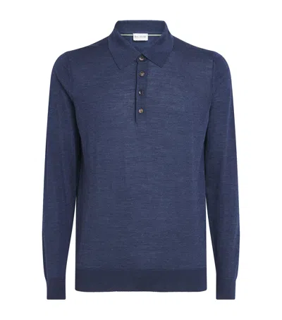 Pal Zileri Wool-silk Polo Shirt In Blue