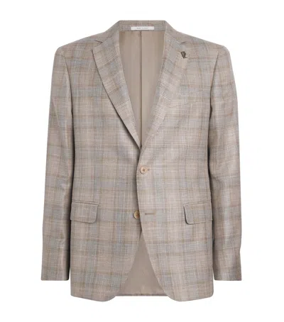 Pal Zileri Wool-silk-linen Vicenza Blazer In Brown