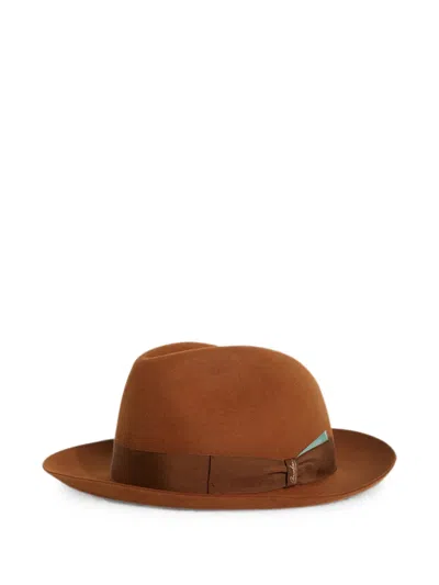 Pal Zileri X Borsalino Federico Grosgrain-trim Fedora Hat In Brown