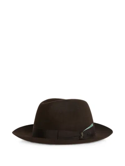 Pal Zileri X Borsalino Federico Grosgrain-trim Fedora Hat In Brown