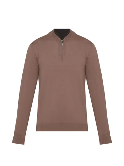 Pal Zileri Zip-fastening Sweater In Brown