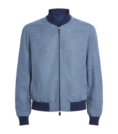 Pal Zileri Zip-up Bomber Jacket In Blue
