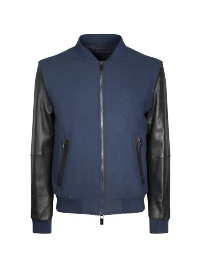 Pal Zileri Zip-up Leather-sleeve Bomber Jacket In Multi