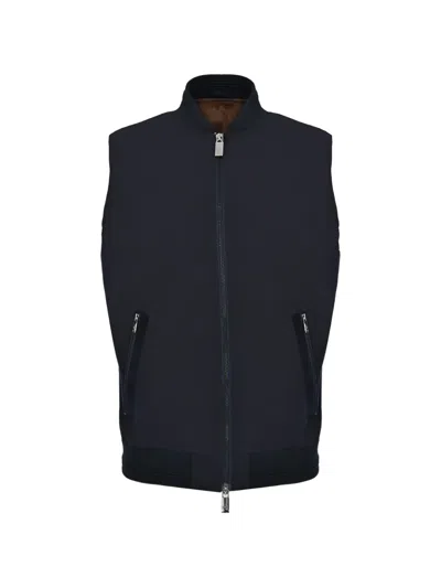Pal Zileri Zip-up Ribbed-trim Waistcoat In Black