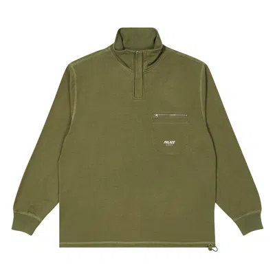 Pre-owned Palace 1/4 Zip 380 Funnel Neck 'olive' | Green | Men's Size M