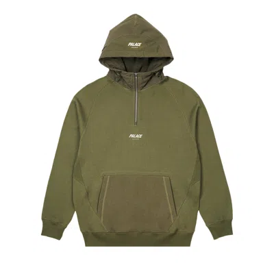 Pre-owned Palace 1/4 Zip Cotton Panel 'olive' In Green
