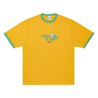 Pre-owned Palace Aglio E Olio Ringer T-shirt 'sunny Yellow' | Men's Size Xl