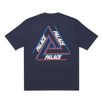 Palace Basically A Triferg Navy Alphabet Printing Round Neck Short Sleeve Unisex Navy Blue
