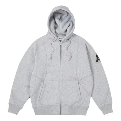 Palace Bonded Sherpa Zip Hoody Jacket 'grey Marl' In Gray