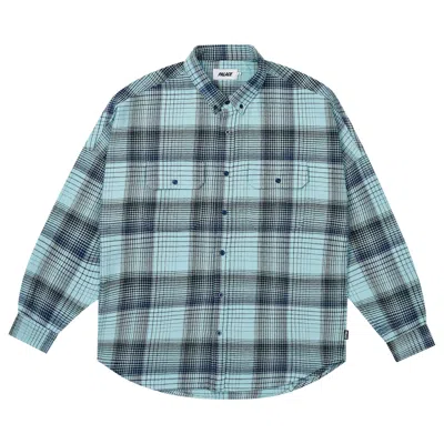 Pre-owned Palace Brushed Flannel Drop Shoulder Shirt 'blue' | Men's Size L