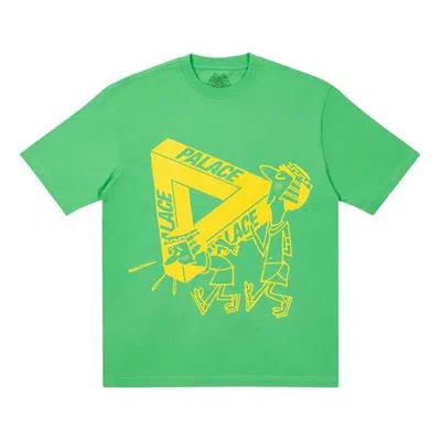 Palace Chest Logo Round Neck Short Sleeve Unisex Green