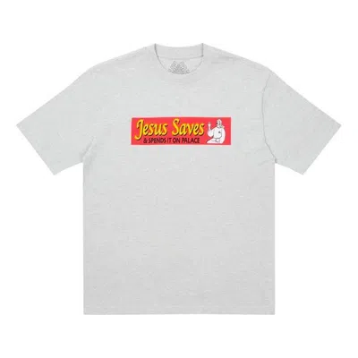 Palace Chest Logo Short Sleeve Unisex Gray In White