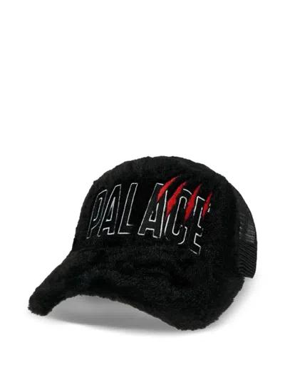 Palace Claw Furry Trucker Logo-detail Baseball Hat In Black