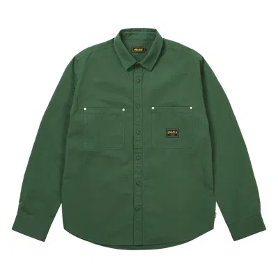 Pre-owned Palace Cotton Twill Overshirt Washed 'green' | Men's Size Xl