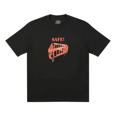 Palace Creative Pattern Printing Alphabet Short Sleeve Unisex Black