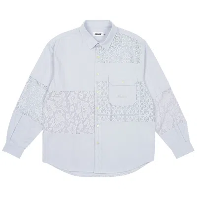 Pre-owned Palace Crochet Patchwork Shirt 'blue' | Men's Size L
