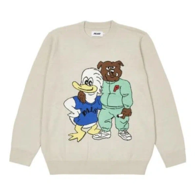 Palace Dog And Duck Knit 'cream' In Gray