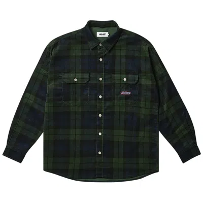 Pre-owned Palace Drop Shoulder Cord Shirt 'tartan' In Green
