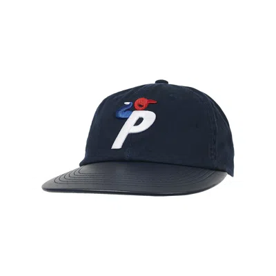 Pre-owned Palace Faux Leather Bunning Man Snapback 'navy' In Blue
