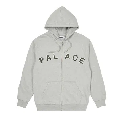 Pre-owned Palace Felt Letters Zip Hood 'grey Marl' | Men's Size L In Gray