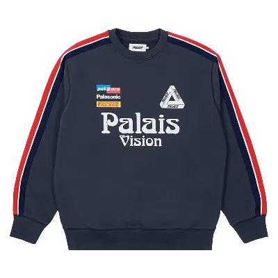 Pre-owned Palace Flag Stripe Crew 'navy' In Blue