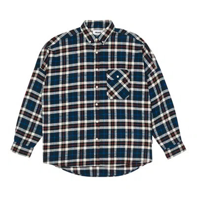 Pre-owned Palace Flannel Drop Shoulder Shirt 'navy' In Blue
