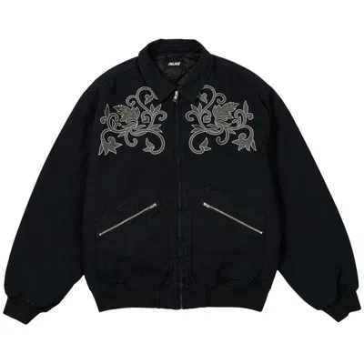 Pre-owned Palace Floral Canvas Bomber Jacket 'black'
