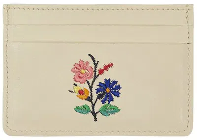 Pre-owned Palace Flower Stitch Cardholder In White