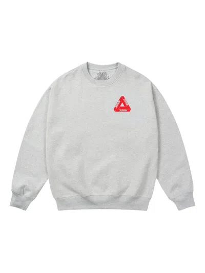 Palace Fukuoka Tri-ferg Crew-neck Sweatshirt In Gray