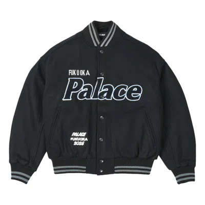 Pre-owned Palace Fukuoka Varsity Jacket 'black' | Men's Size L