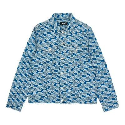 Palace Full Print Long Sleeves Denim Jacket Unisex Blue
