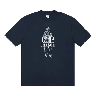 Palace Fw22 X Cp Company Logo T-shirt 'navy' In Blue