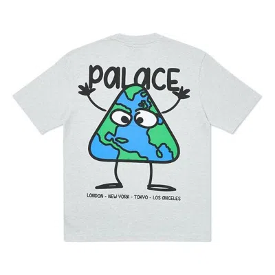 Palace Globlerone Pattern Printing Short Sleeve Unisex Gray