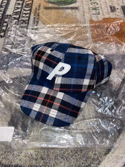 Pre-owned Palace Gore-tex Plaid P 6-panel Navy Check In Navy Plaid