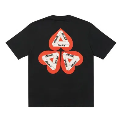 Palace Heart Shape Tri-ferg Pattern Short Sleeve Unisex Black