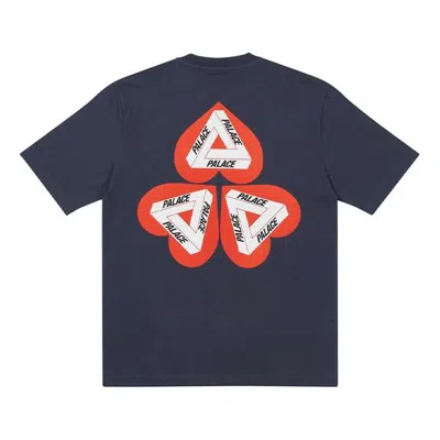 Palace Heart Shape Tri-ferg Pattern Short Sleeve Unisex Blue