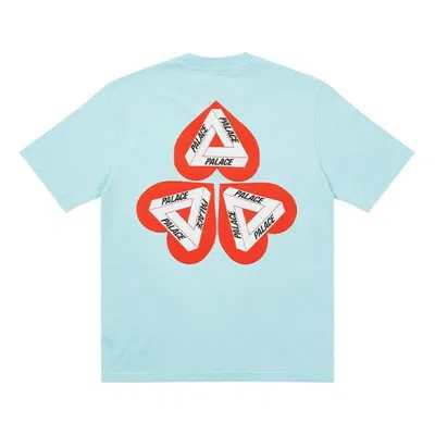 Palace Heart Shape Tri-ferg Pattern Short Sleeve Unisex Light Blue