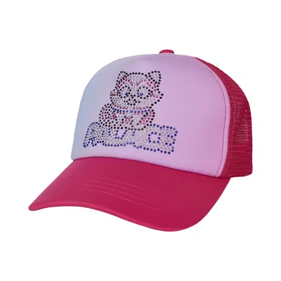 Pre-owned Palace Kitty Rhinestone Trucker 'sweet Pink' | Men's Size Onesize