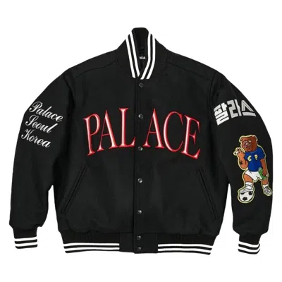 Pre-owned Palace Korea Varsity Jacket Black - 24ss - Tiger & Korean Logo