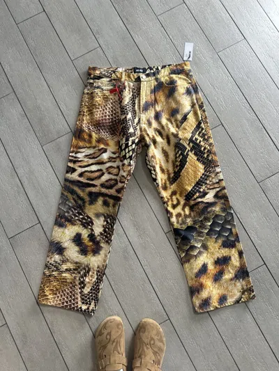 Pre-owned Palace Leopard Snake Print Pants – Size 34 In Yellow