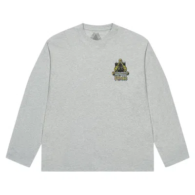 Pre-owned Palace Lock In Long-sleeve 'grey Marl' | Men's Size M In Gray