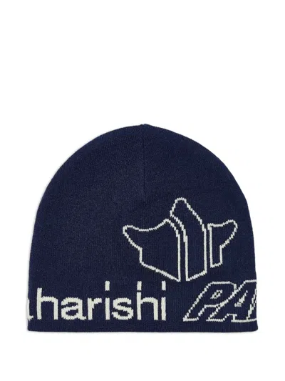 Palace Logo Knit Beanie Hat In Blue