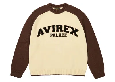 Pre-owned Palace Men's  Avirex Knit In Caked Brown