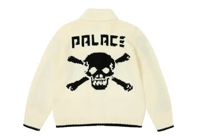 Pre-owned Palace Men's  Bones Cowichan Knit In White