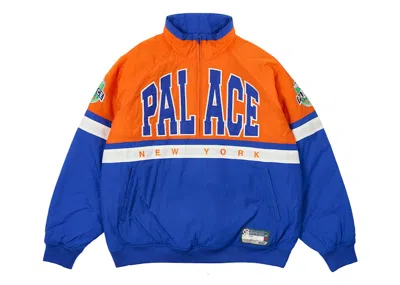 Pre-owned Palace Men's  Breakout Half Zip Bomber In Jacket Orange/blue