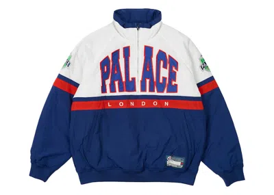 Pre-owned Palace Men's  Breakout Half Zip Bomber In Jacket White/navy Blue